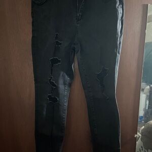 Abercrombie & Fitch Black Distressed Skinny Jeans